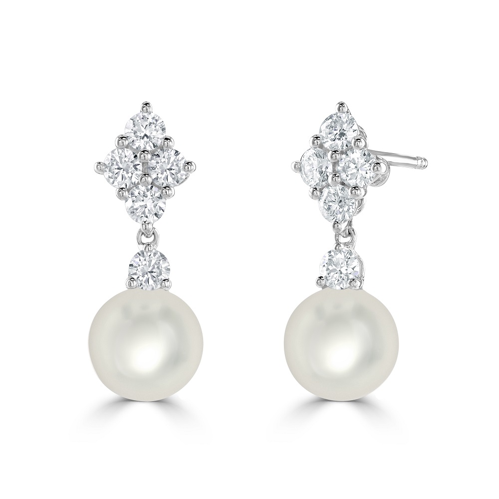 Mikimoto pearl sale and diamond earrings