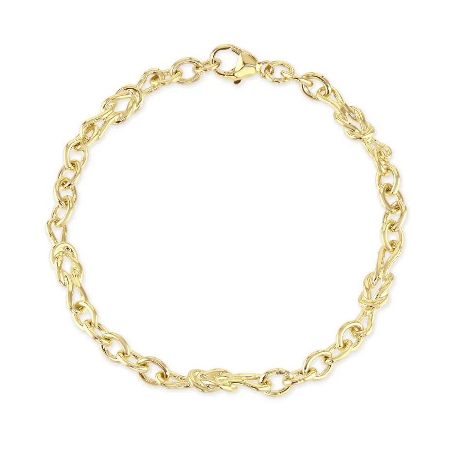 Yellow Gold Reef Knot and Trace Bracelet