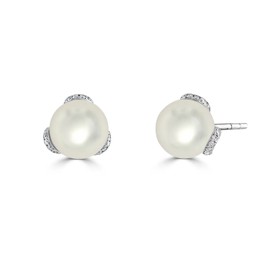 Mikimoto Pearl and Diamond Earrings
