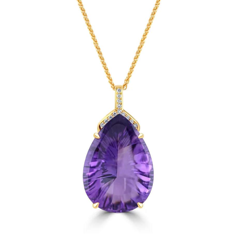 Yellow Gold Diamond and Amethyst Pendant