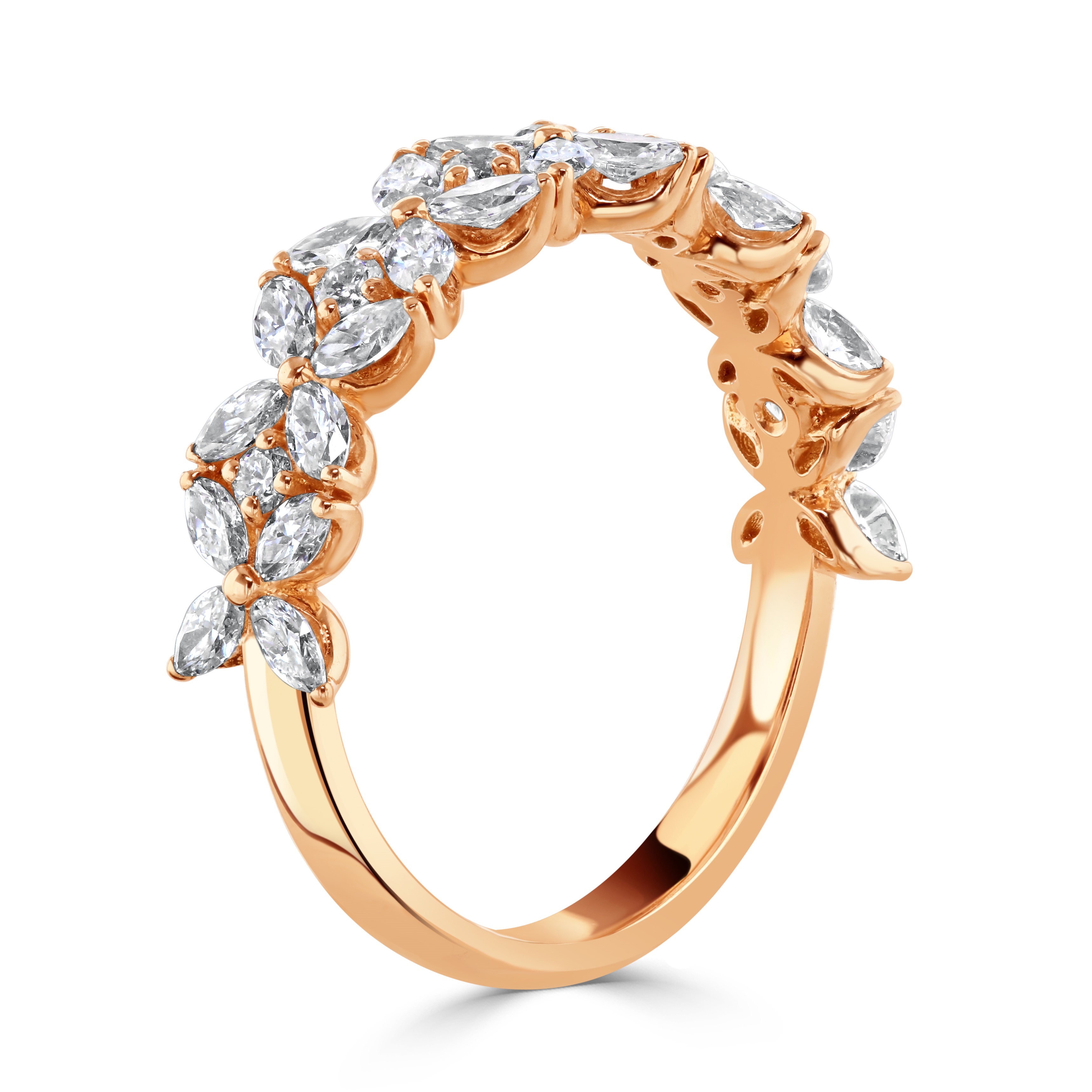 18ct Rose Gold Diamond Flower Ring