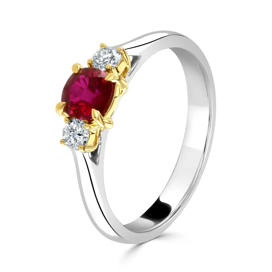 Ruby and Diamond Trilogy Engagement Ring