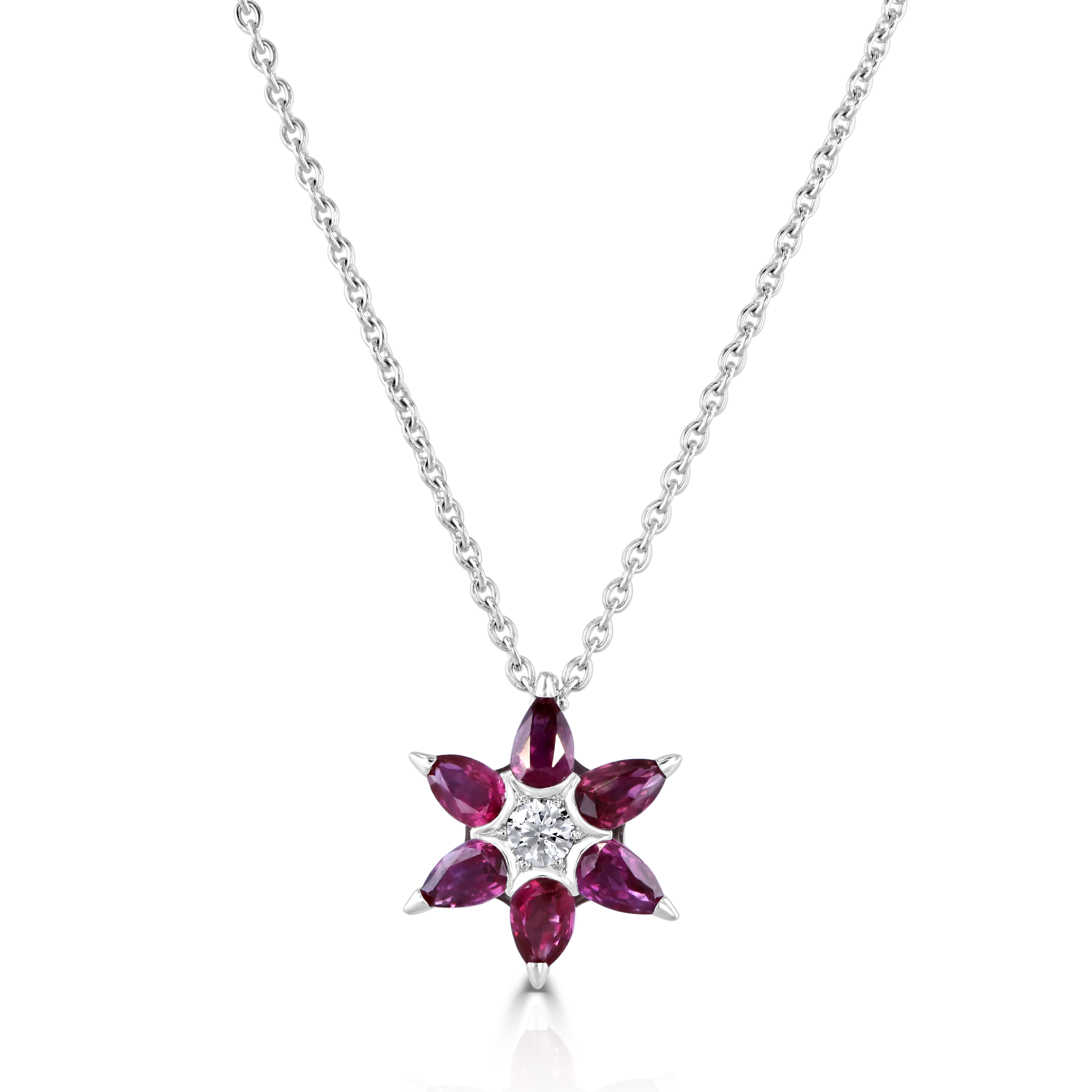 18ct White Gold Flower Shaped Pendant