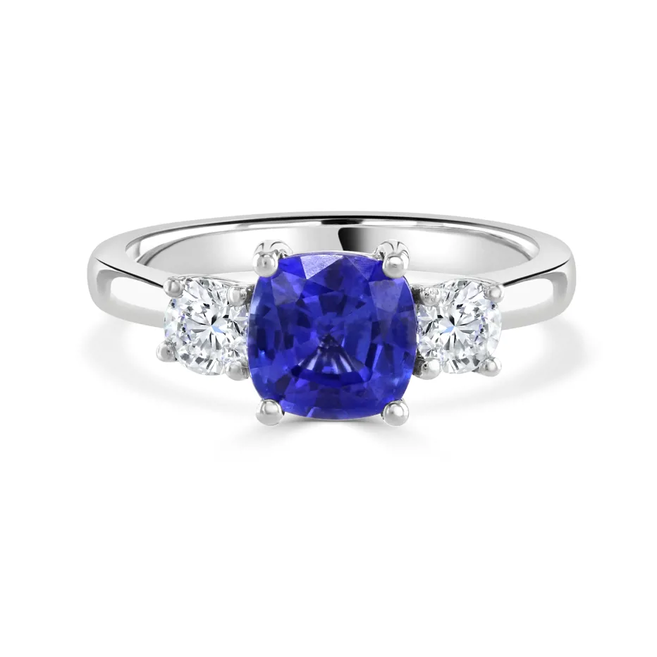 Sapphire and Diamond Trilogy Engagement Ring