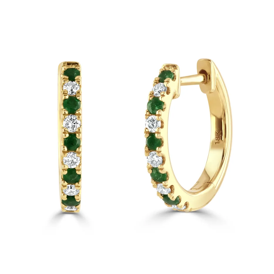 Emerald and Diamond Hoop Earrings