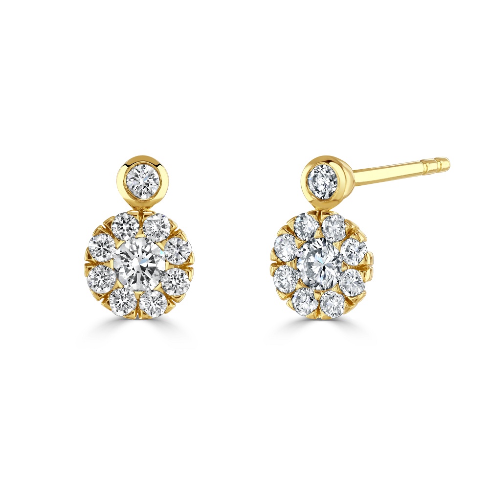 Small diamond hot sale flower earrings