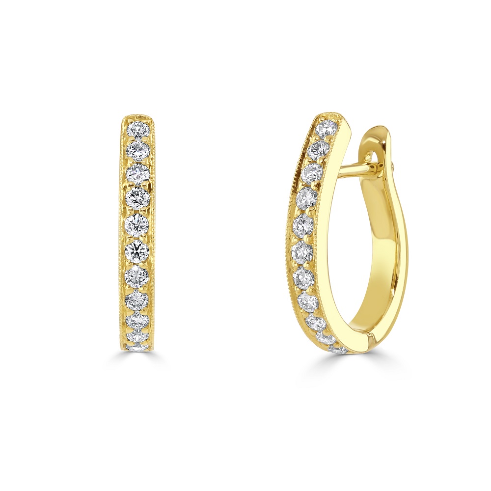 1/3ct popular TDW Diamond Cuban Link Hoop Earrings in 10k Gold