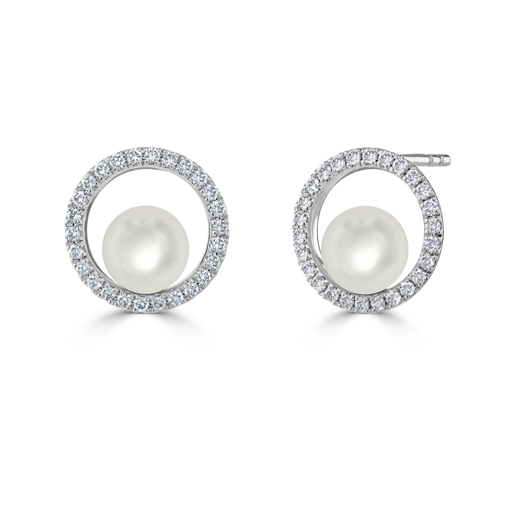 Mikimoto diamond and hot sale pearl earrings