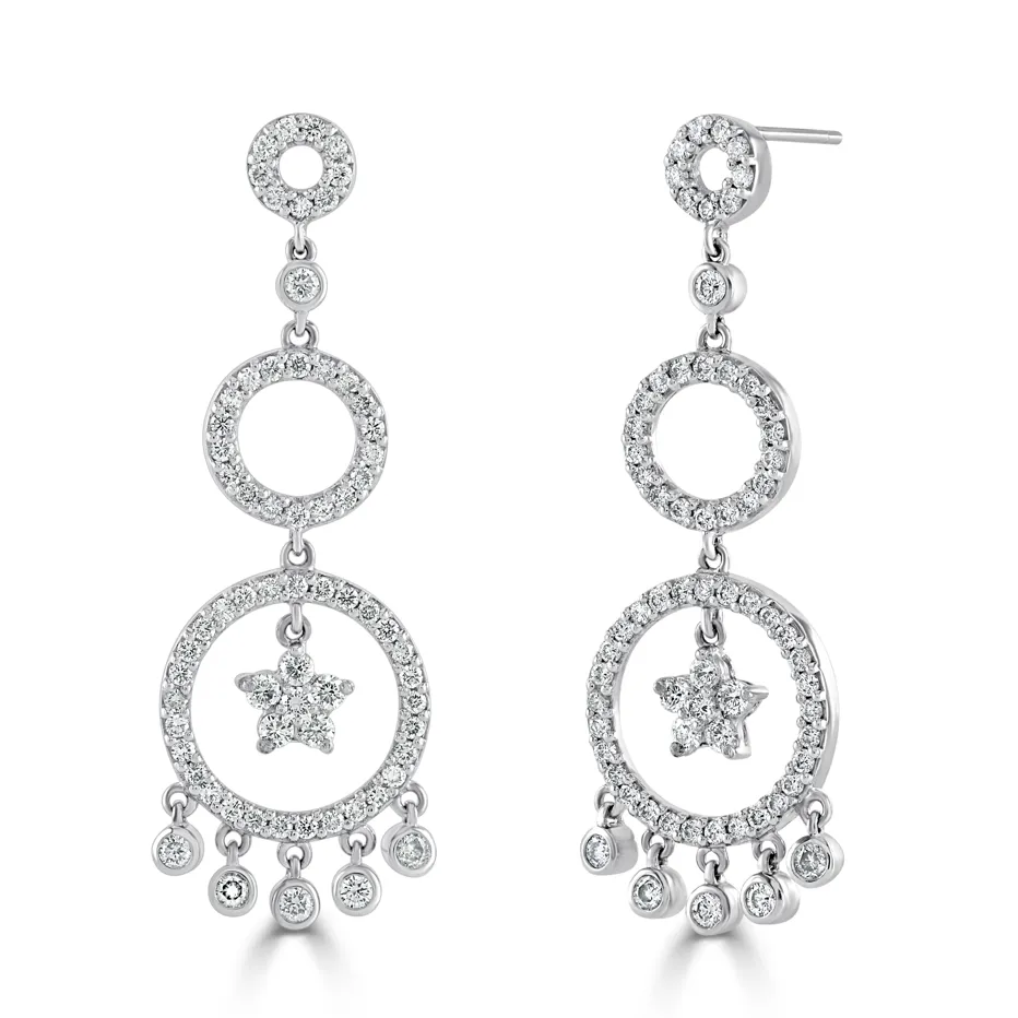 White Gold Diamond Star Earrings