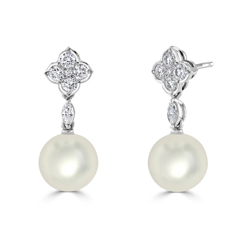 Akoya Pearl and Diamond Earrings