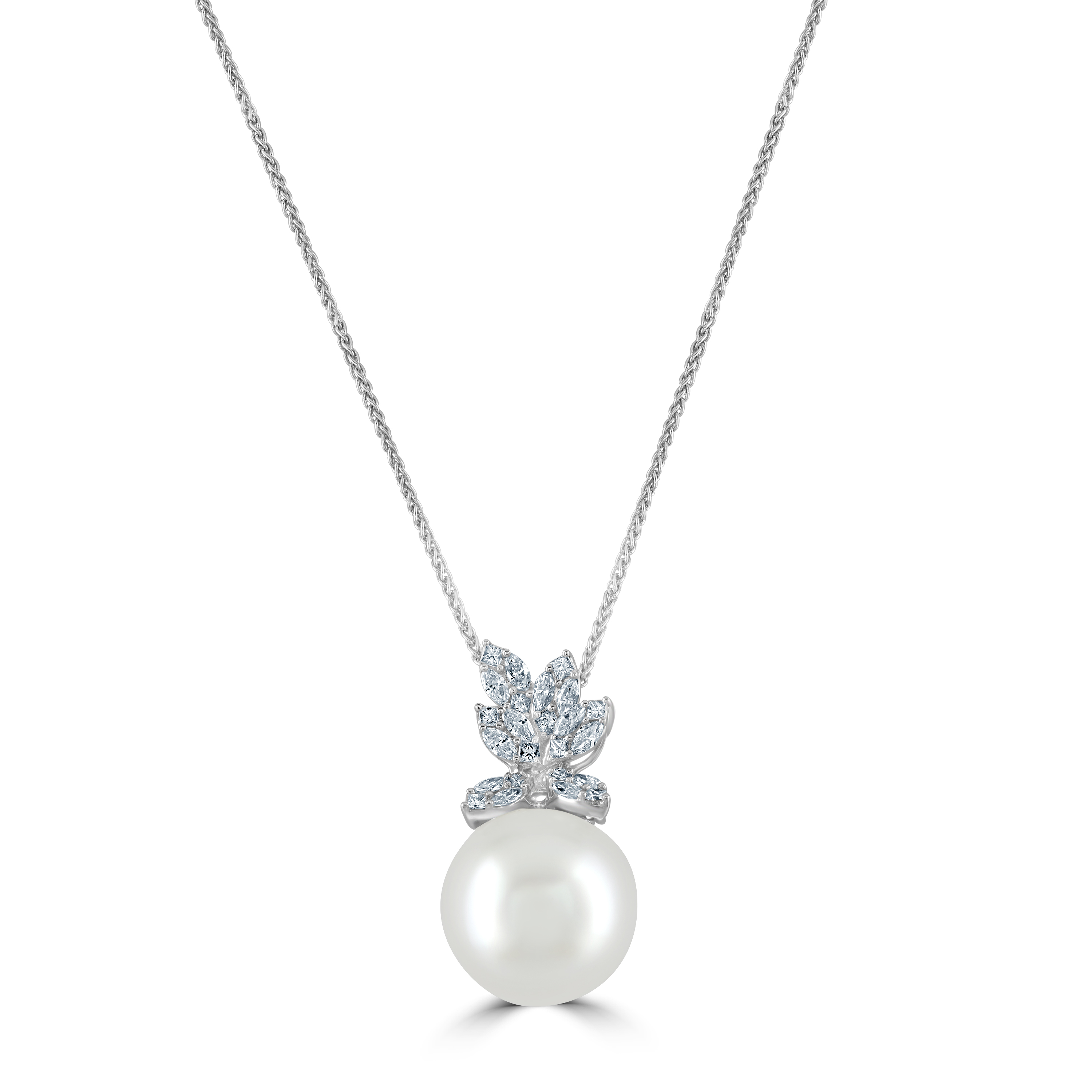 18ct White Gold South Sea Pearl and Diamond Pendant