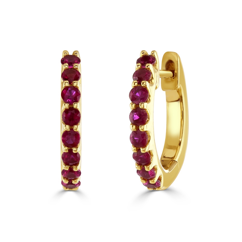 Gold and ruby deals hoop earrings